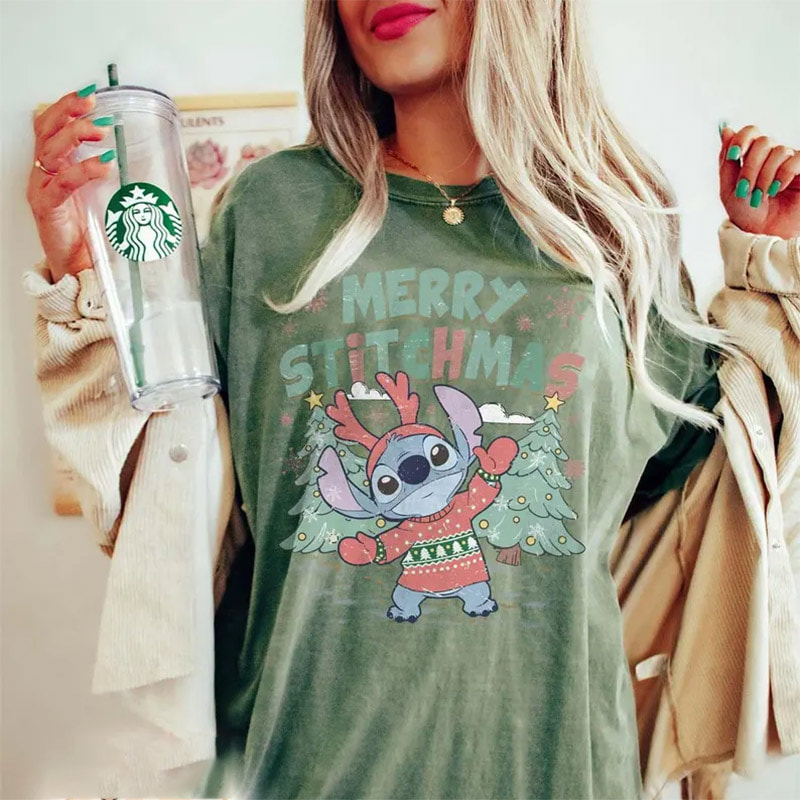 Merry Stitchmas Disneyland Christmas Comfort Colors Tee Merry Stitchmas Disneyland Christmas Comfort Colors Tee