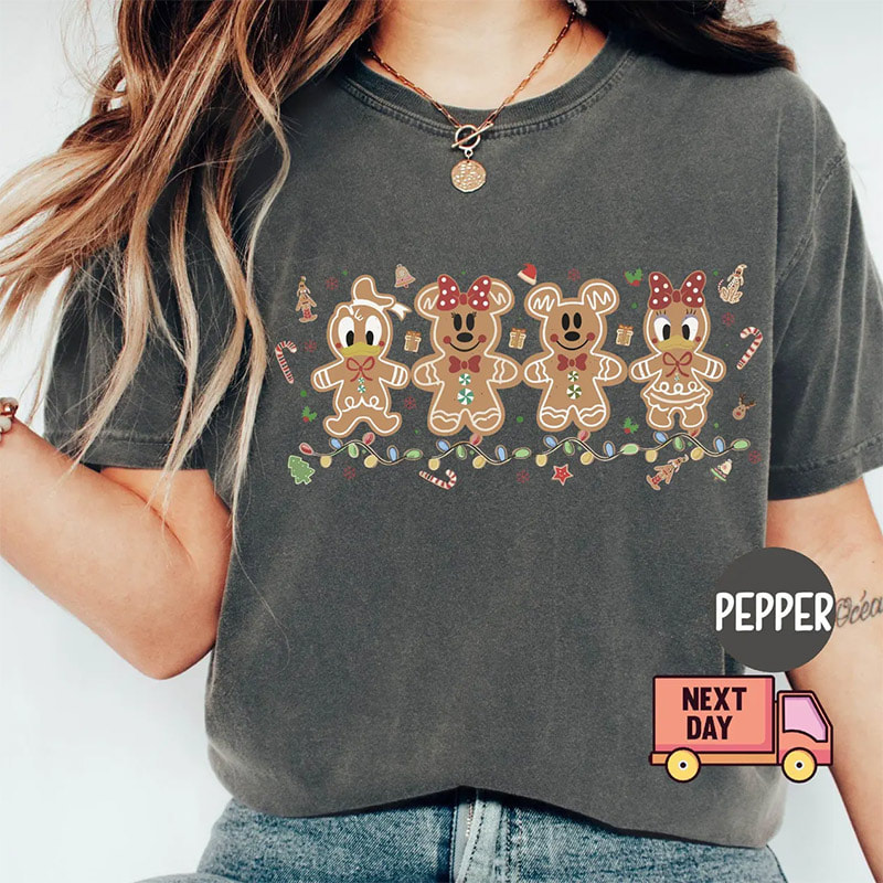 Mickey Gingerbread Christmas Cookie Comfort Colors Tee Mickey Gingerbread Christmas Cookie Comfort Colors Tee