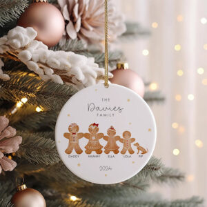 Personalised Gingerbread Family Christmas 2025 Ornament 3 PersonalizedShirts.net