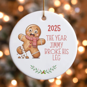 Personalized Broken Gingerbread Accident Injury Christmas Ornament 3 PersonalizedShirts.net
