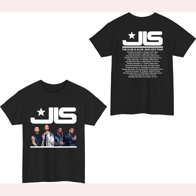 JLS The Club Is Alive 2025 Tour 2-sided Shirt JLS The Club Is Alive 2025 Tour 2-sided Shirt