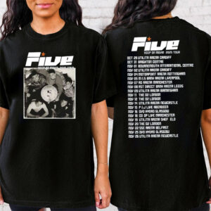 Five Boy Band Keep On Movin 2025 Tour Dates 2-sided Shirt
