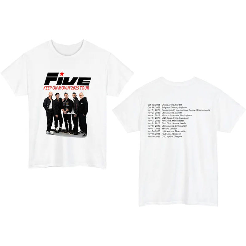 FIVE Keep On Movin' 2025 Tour Schedules Graphic Shirt FIVE Keep On Movin' 2025 Tour Schedules Graphic Shirt