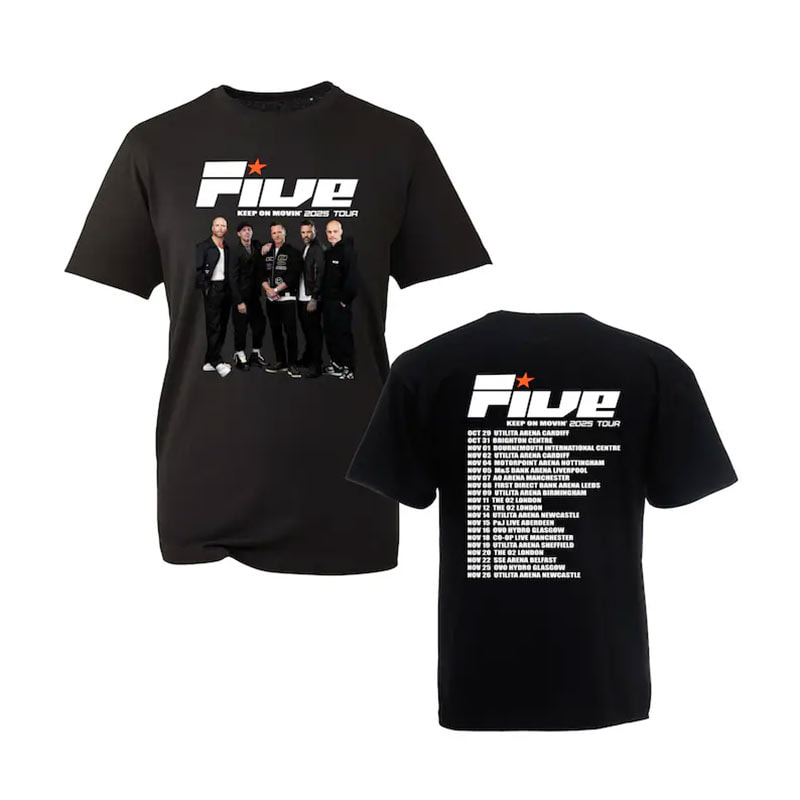 Keep On Moving Tour 2025 FIVE Band Graphic Tee Keep On Moving Tour 2025 FIVE Band Graphic Tee