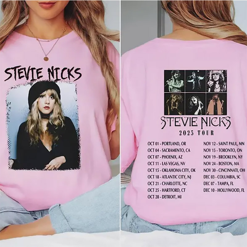 Stevie Nicks 2025 Tour Schedules 2-sided Tee Stevie Nicks 2025 Tour Schedules 2-sided Tee