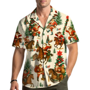 Cowboy Christmas Rodeo Santa Hawaiian Shirt