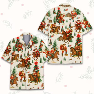 Cowboy Christmas Rodeo Santa Hawaiian Shirt