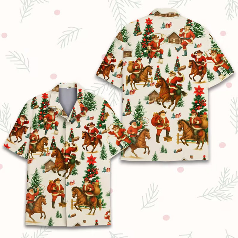 Cowboy Christmas Rodeo Santa Hawaiian Shirt Cowboy Christmas Rodeo Santa Hawaiian Shirt