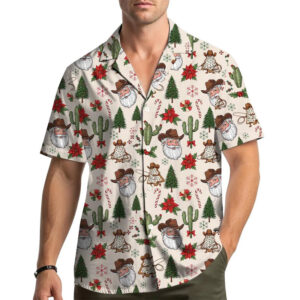 Cowboy Santa Christmas Western Hawaiian Shirt