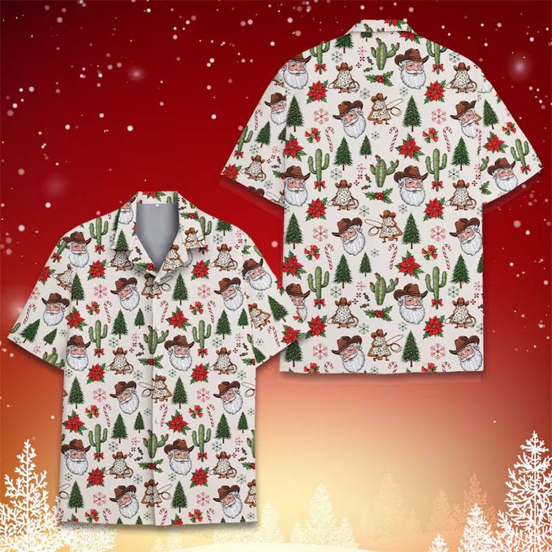 Cowboy Santa Christmas Western Hawaiian Shirt Cowboy Santa Christmas Western Hawaiian Shirt