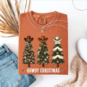 Howdy Christmas Cowboy Hat Comfort Colors Shirt