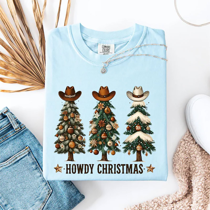 Howdy Christmas Cowboy Hat Comfort Colors Shirt Howdy Christmas Cowboy Hat Comfort Colors Shirt
