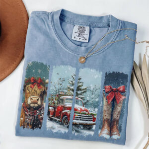 Western Brushstroke Christmas, Farmhouse Xmas Comfort Colors Shirt
