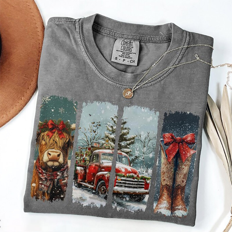 Western Brushstroke Christmas, Farmhouse Xmas Comfort Colors Shirt Western Brushstroke Christmas, Farmhouse Xmas Comfort Colors Shirt