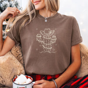 Western Christmas Cowboy Hat Comfort Colors Tee 3 PersonalizedShirts.net