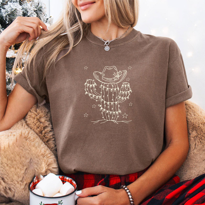 Western Christmas Cowboy Hat Comfort Colors Tee Western Christmas Cowboy Hat Comfort Colors Tee