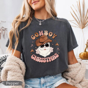 Western Santa Cowboy Christmas Comfort Colors Tee Western Santa Cowboy Christmas Comfort Colors Tee