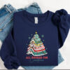 All Booked For Christmas Christmas Tree Book Stack Shirt