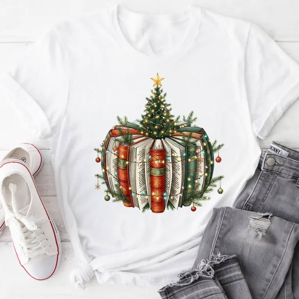 Book Christmas Tree Literary Xmas Shirt Book Christmas Tree Literary Xmas Shirt