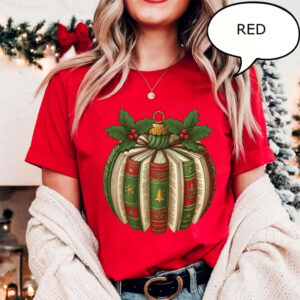 Christmas Book Pumpkin, Christmas Teacher Shirt