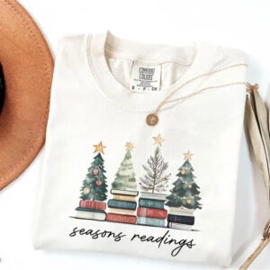 Teacher Christmas Season Reading Comfort Colors Tee 2 PersonalizedShirts.net
