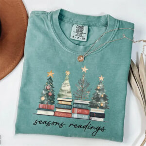 Teacher Christmas Season Reading Comfort Colors Tee PersonalizedShirts.net