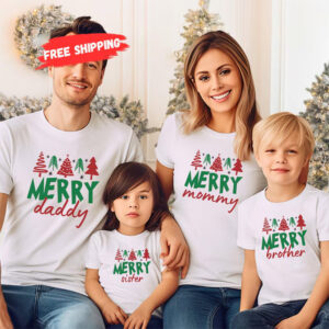 Custom Merry Christmas Matching Family Xmas Shirts
