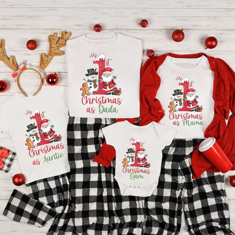 Custom My First Christmas, Christmas Tees For Family Custom My First Christmas, Christmas Tees For Family