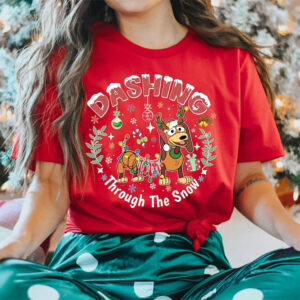 Dashing Through The Snow Slink Dog Christmas Shirt
