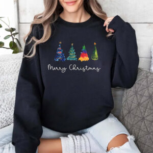Merry Christmas Colorful Xmas Trees Tee