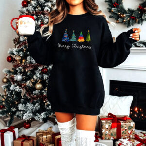 Merry Christmas Colorful Xmas Trees Tee