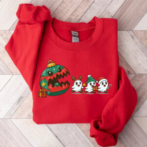 Pacman Christmas Ghost Cute Holiday Shirt 2 PersonalizedShirts.net