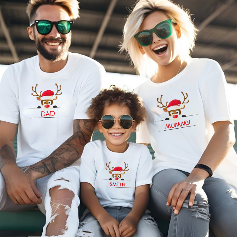 Personalized Reindeer Christmas Matching Family Xmas Shirts Personalized Reindeer Christmas Matching Family Xmas Shirts