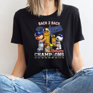 Dodgers Back 2 Back Champions World Series Charlie Brown And Snoopy Shirt