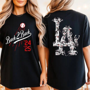 LA Dodgers Champions Back 2 Back World Series Baseball 2-sided Shirt