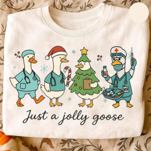 Christmas Goose Nurse Just A Jolly Goose Comfort Colors Tee