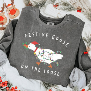 Funny Christmas Goose, Festive Goose On The Loose Shirt