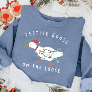 Funny Christmas Goose, Festive Goose on the Loose Shirt PersonalizedShirts.net