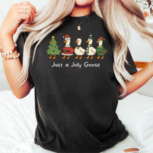 Just A Jolly Goose Cute Duck Christmas Shirt
