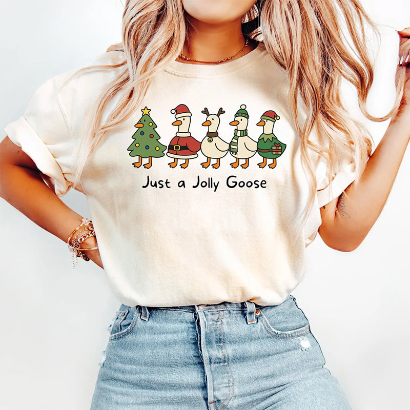Just A Jolly Goose Cute Duck Christmas Shirt Just A Jolly Goose Cute Duck Christmas Shirt