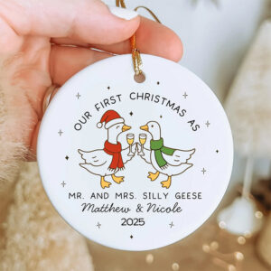 Out First Christmas As Mr And Mrs Silly Goose Custom Ornament