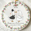 Personalized First Christmas Married Goose Kissing Ornament