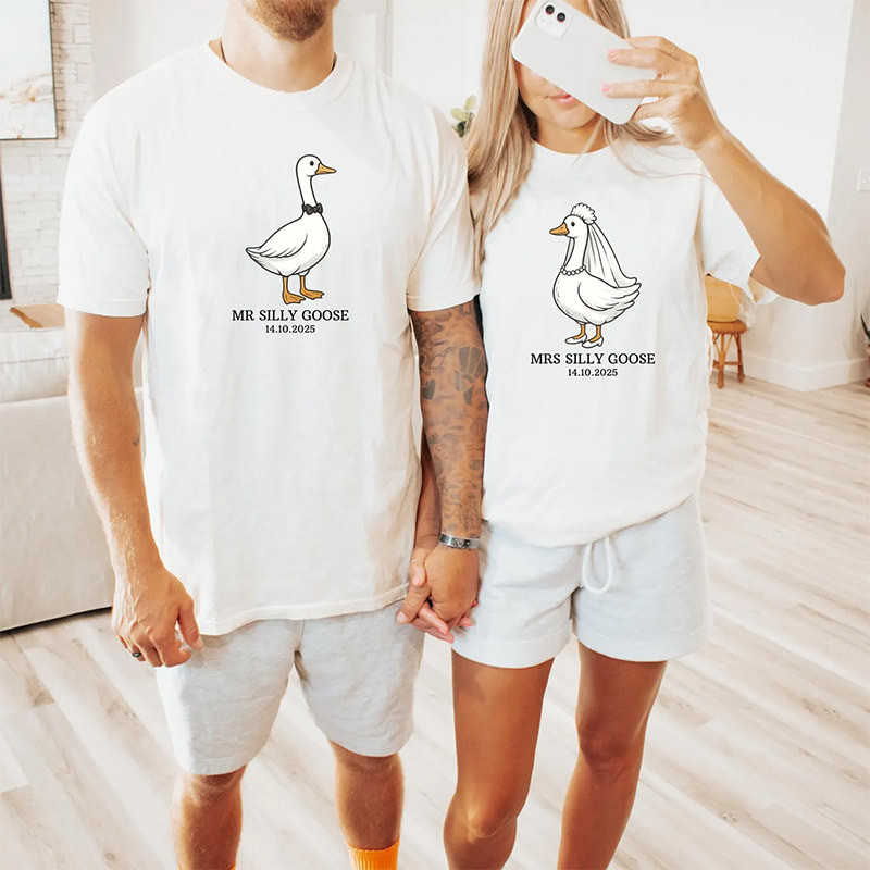 Personalized Mrs. And Mr. Silly Goose Married Couple Shirt Personalized Mrs. And Mr. Silly Goose Married Couple Shirt