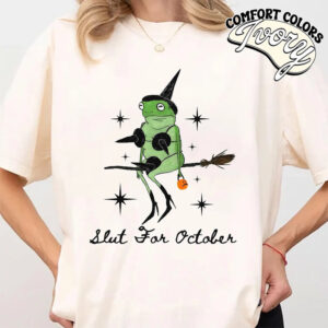 Slut For October Funny Meme Frog Comfort Colors Shirt