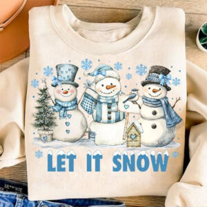 Coquette Snowman Christmas, Let It Snow Comfort Colors Tee