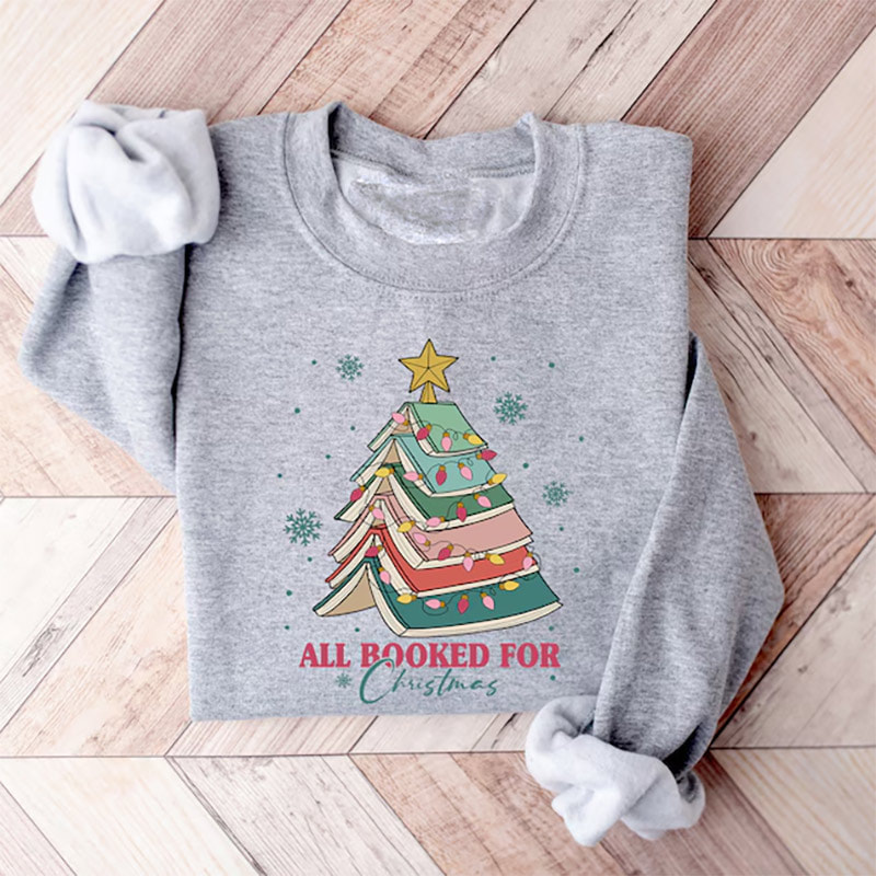 All Booked For Christmas, Bookworm Christmas Comfort Colors Shirt All Booked For Christmas, Bookworm Christmas Comfort Colors Shirt