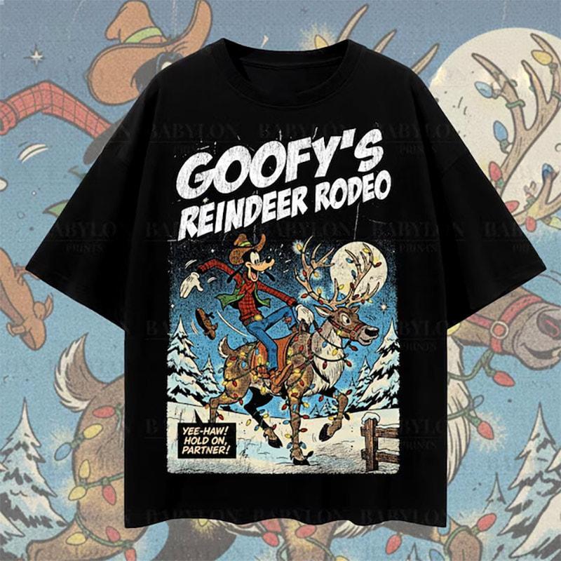 Disney World Christmas Goofy's Reindeer Rodeo Shirt Disney World Christmas Goofy's Reindeer Rodeo Shirt