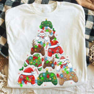 Funny Retro Christmas Gaming Controller, Xmas Tree Gamer Shirt