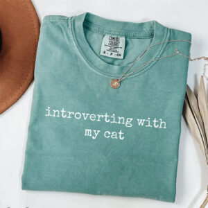Introverting With My Cat Funny Cat Comfort Colors Shirt