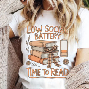 Low Social Battery Introvert Book Lover Tee 3
